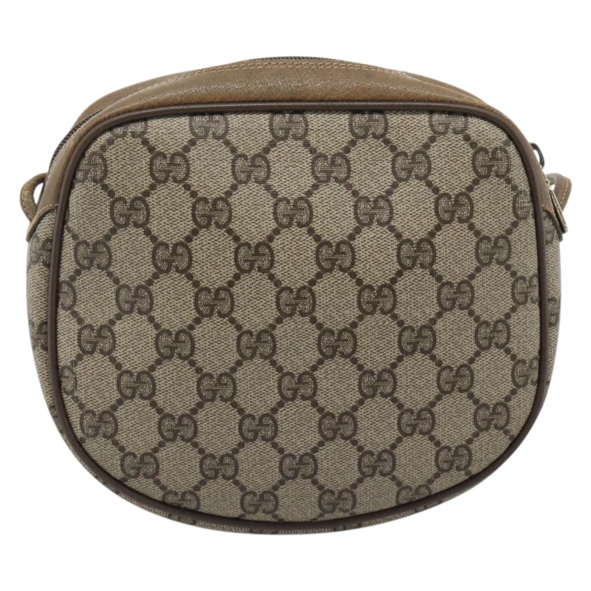 GUCCI GG Supreme Shoulder Bag PVC Leather Beige Gold Tone 56 02 600 Auth gh2251
