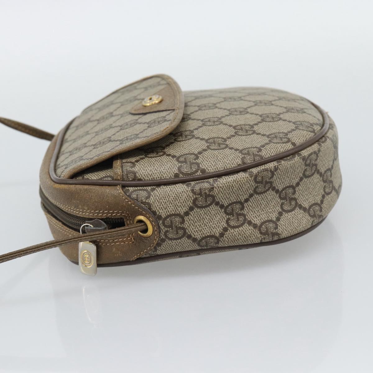 GUCCI GG Supreme Shoulder Bag PVC Leather Beige Gold Tone 56 02 600 Auth gh2251
