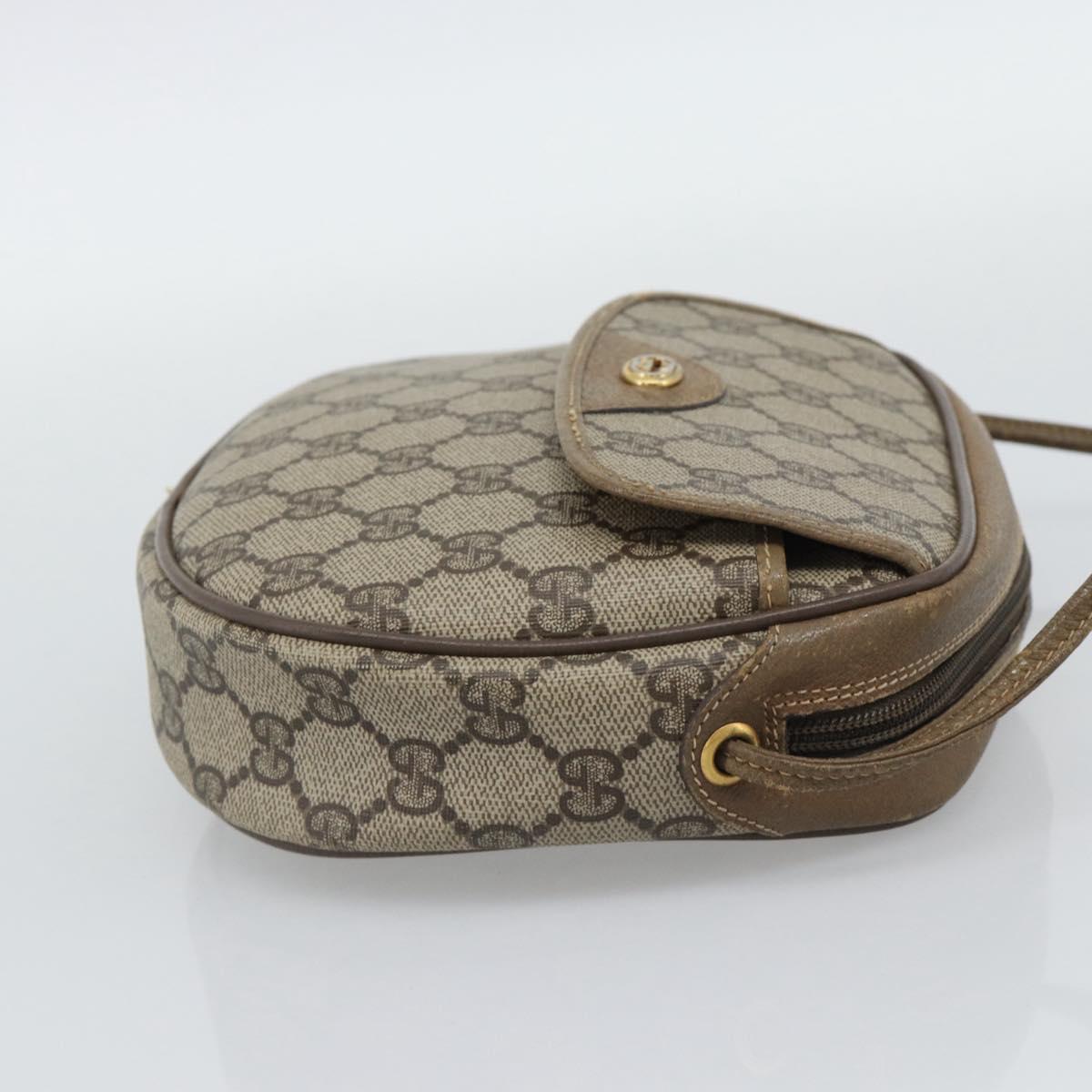 GUCCI GG Supreme Shoulder Bag PVC Leather Beige Gold Tone 56 02 600 Auth gh2251