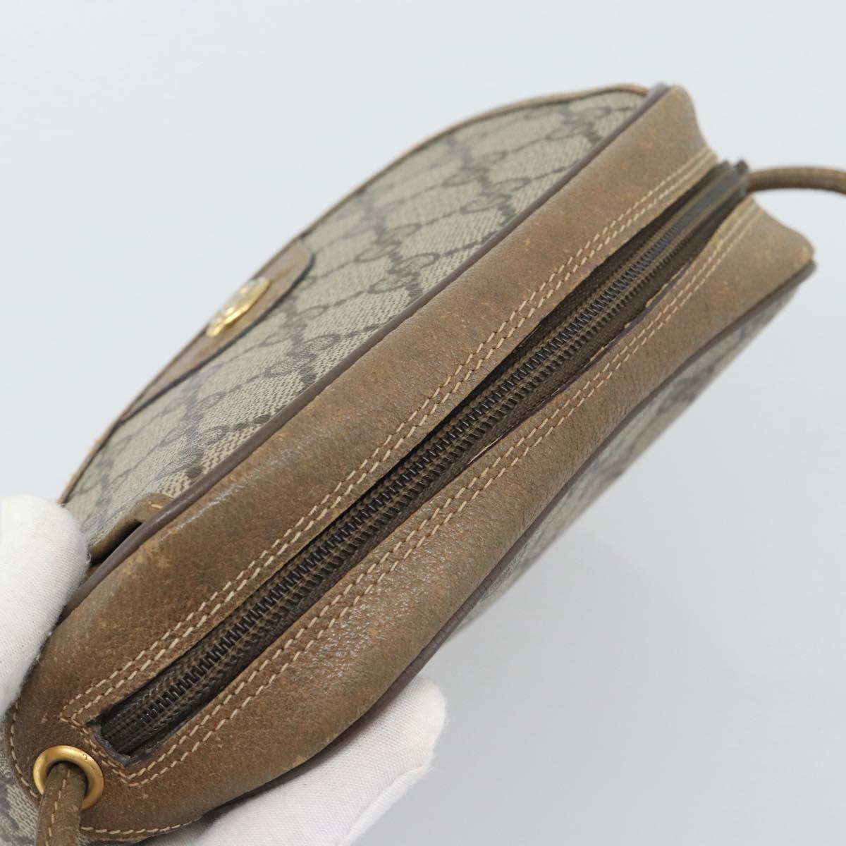 GUCCI GG Supreme Shoulder Bag PVC Leather Beige Gold Tone 56 02 600 Auth gh2251