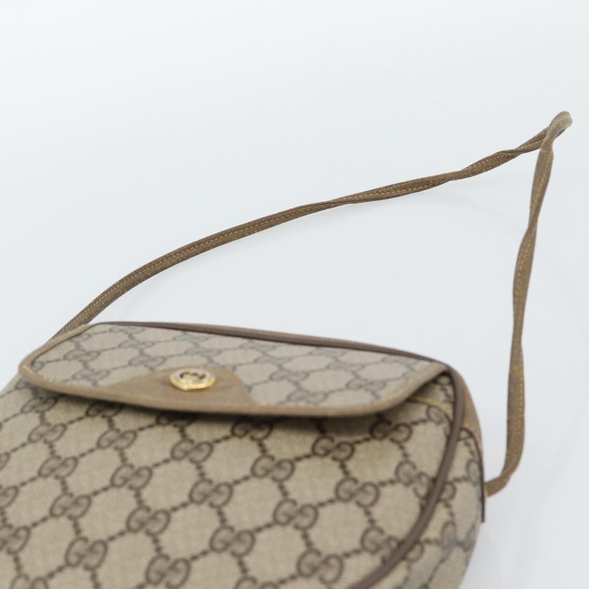 GUCCI GG Supreme Shoulder Bag PVC Leather Beige Gold Tone 56 02 600 Auth gh2251