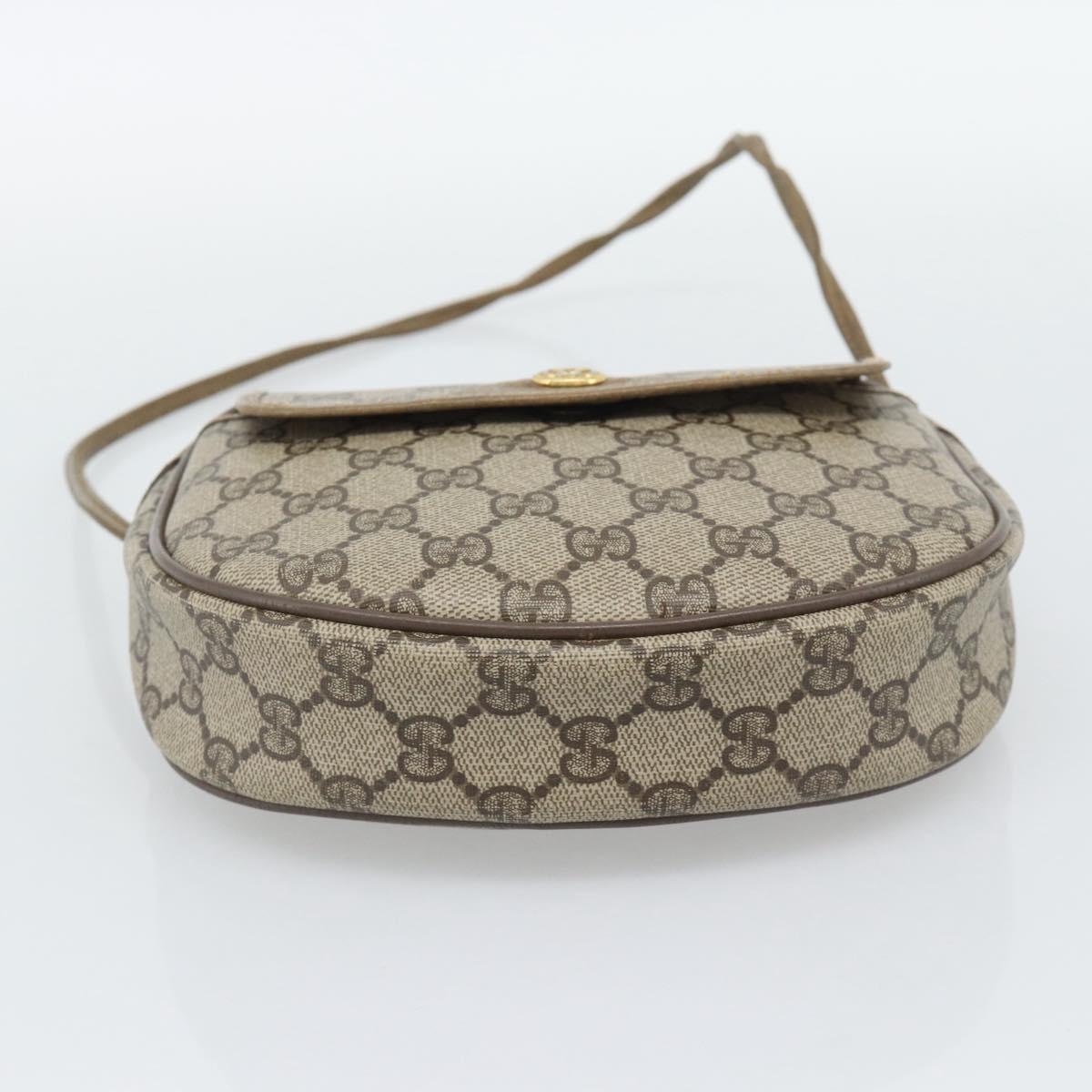 GUCCI GG Supreme Shoulder Bag PVC Leather Beige Gold Tone 56 02 600 Auth gh2251