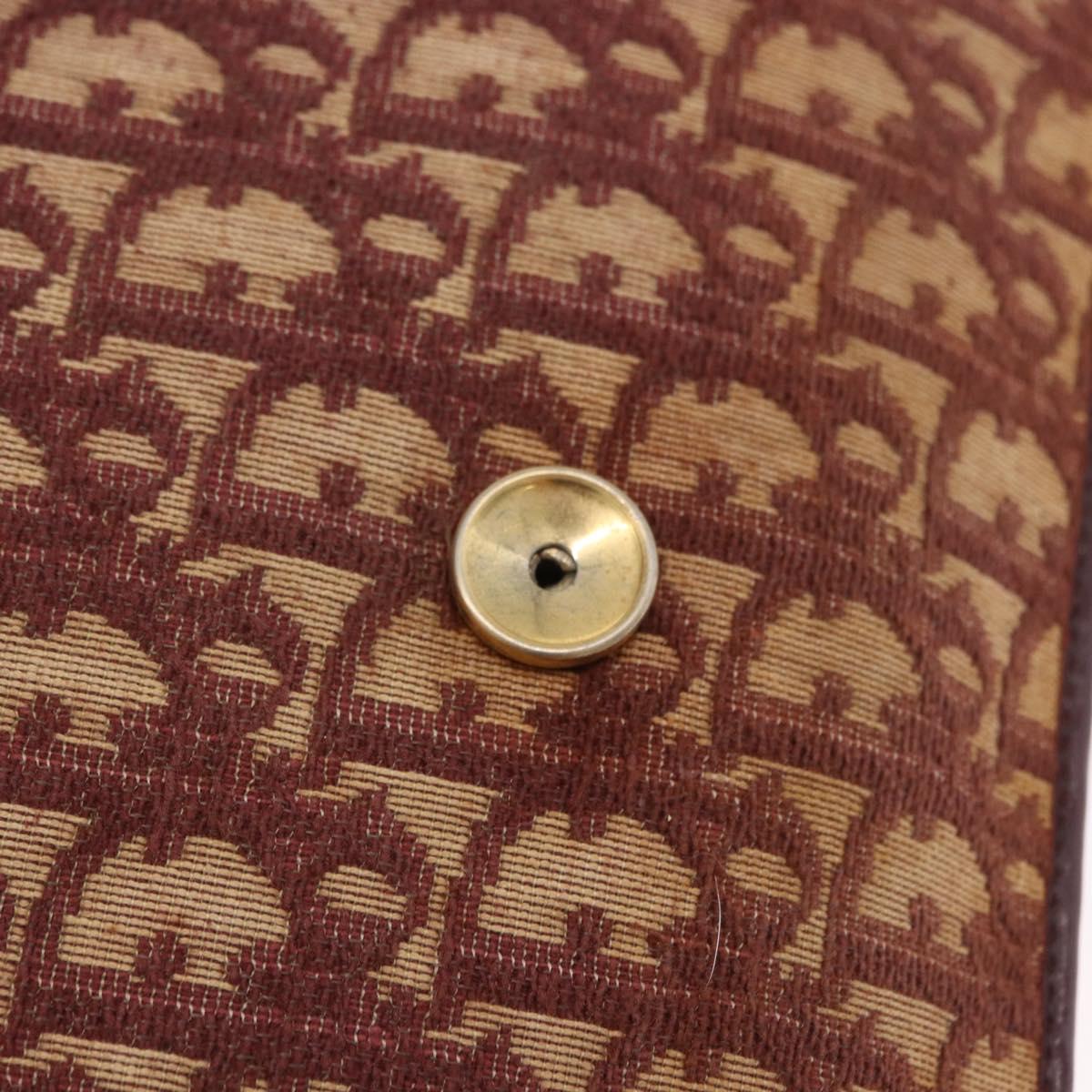 Christian Dior Trotter Canvas Shoulder Bag Red Gold Tone Auth gh2252