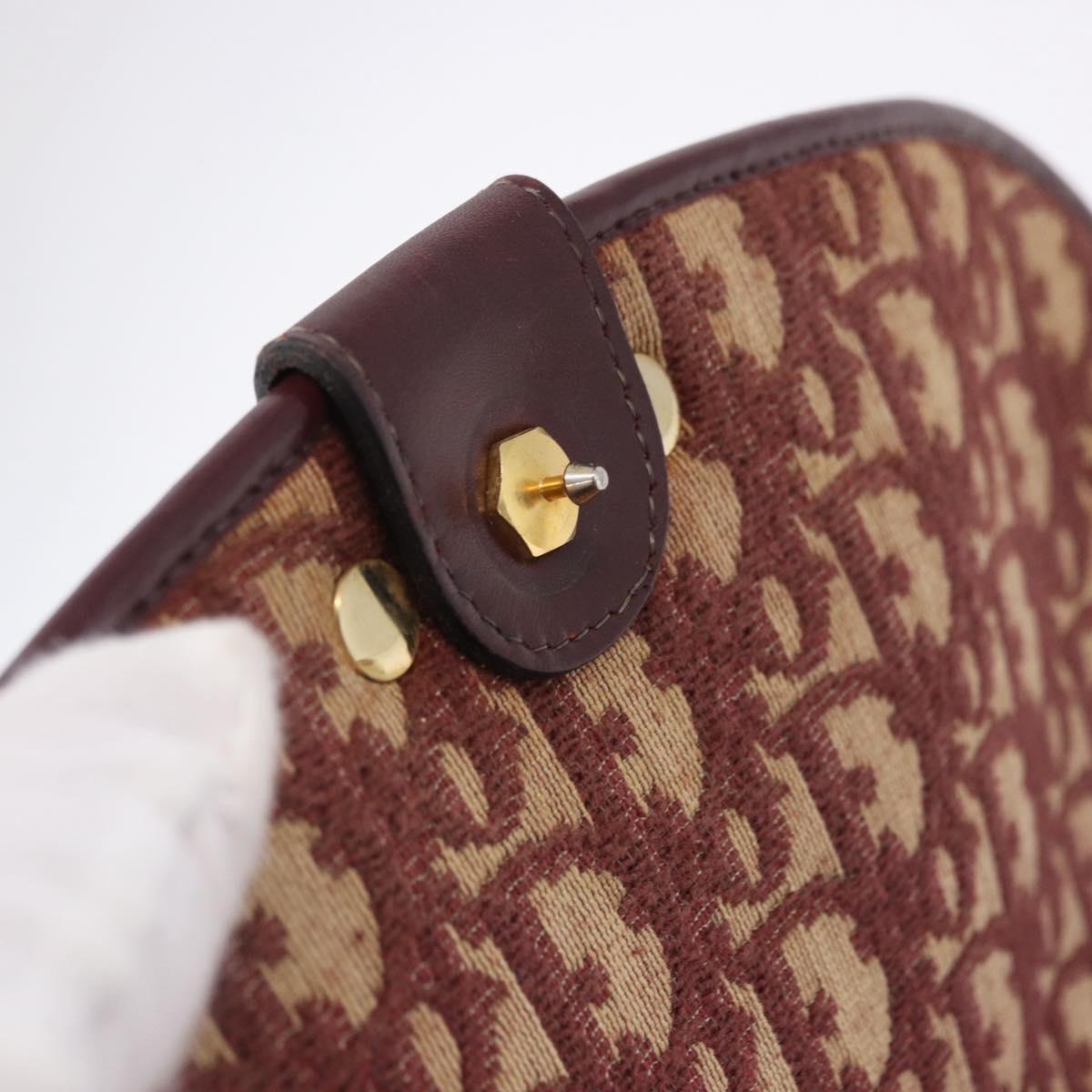 Christian Dior Trotter Canvas Shoulder Bag Red Gold Tone Auth gh2252