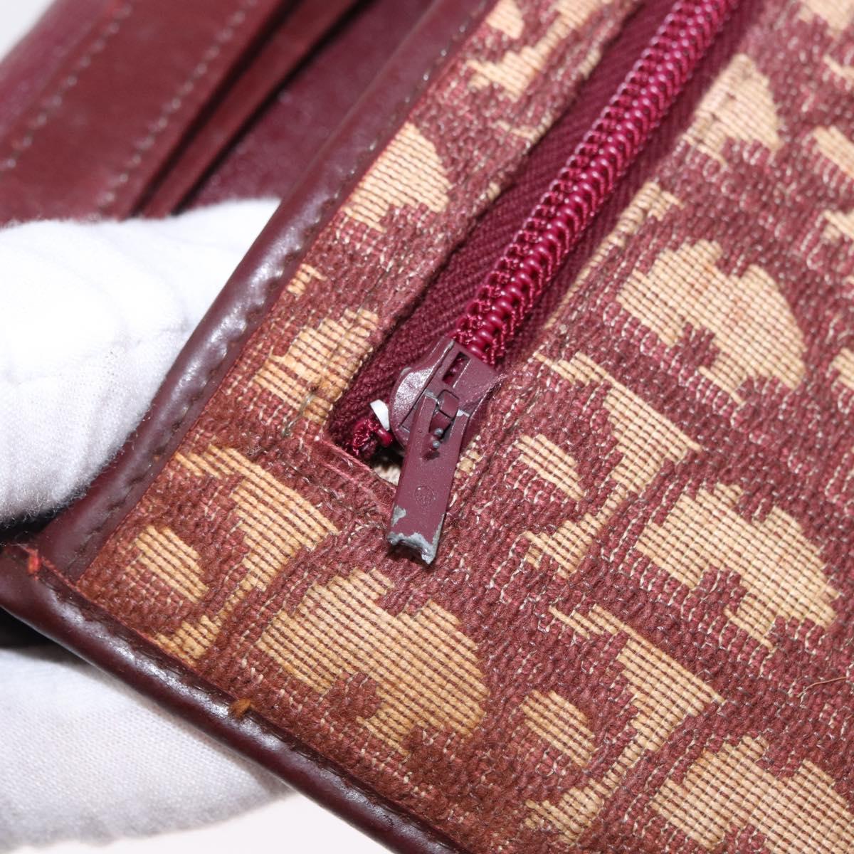 Christian Dior Trotter Canvas Shoulder Bag Red Gold Tone Auth gh2252