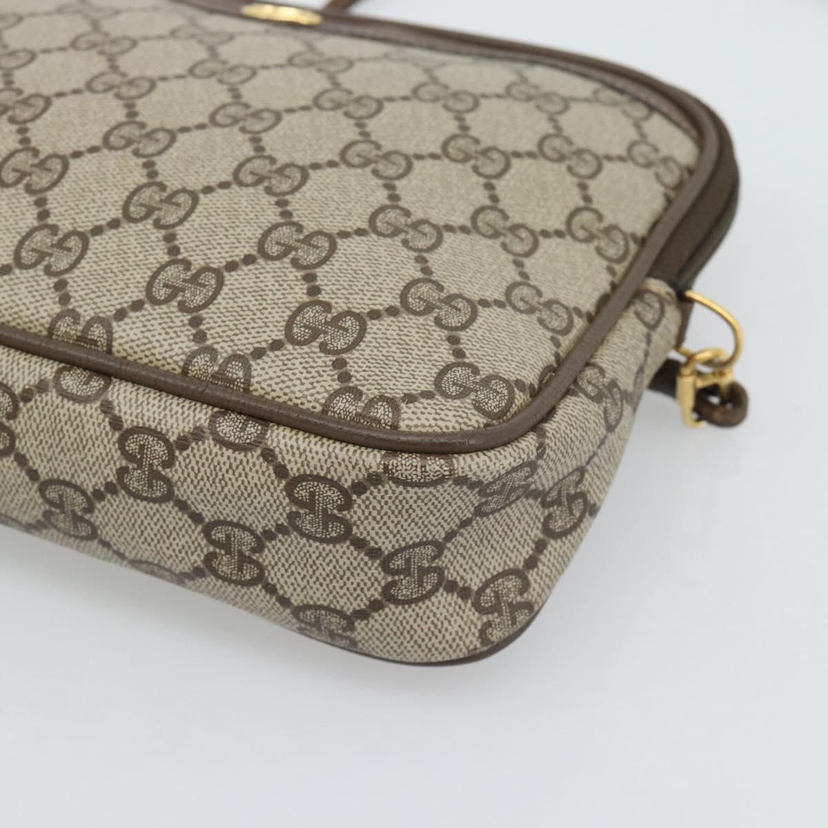 GUCCI GG Supreme Shoulder Bag PVC Leather Beige Gold Tone 97 02 068 Auth gh2253