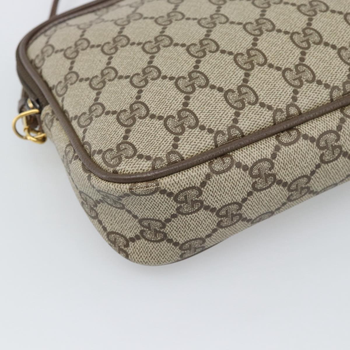 GUCCI GG Supreme Shoulder Bag PVC Leather Beige Gold Tone 97 02 068 Auth gh2253