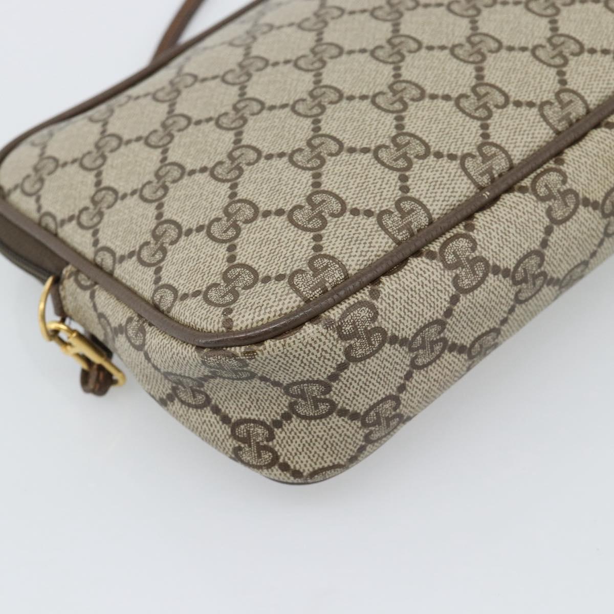GUCCI GG Supreme Shoulder Bag PVC Leather Beige Gold Tone 97 02 068 Auth gh2253