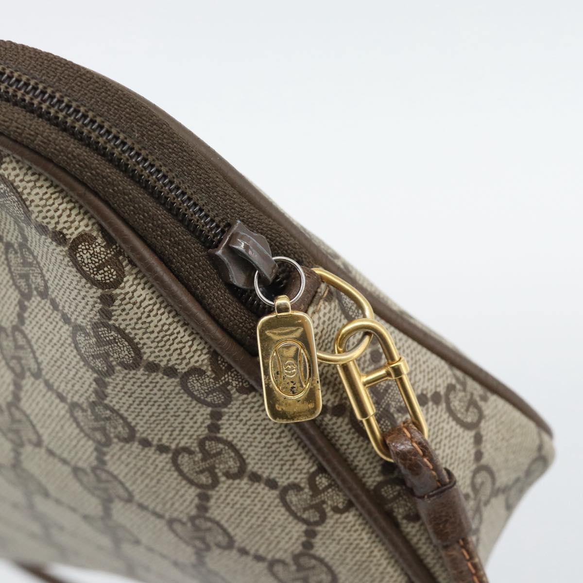 GUCCI GG Supreme Shoulder Bag PVC Leather Beige Gold Tone 97 02 068 Auth gh2253