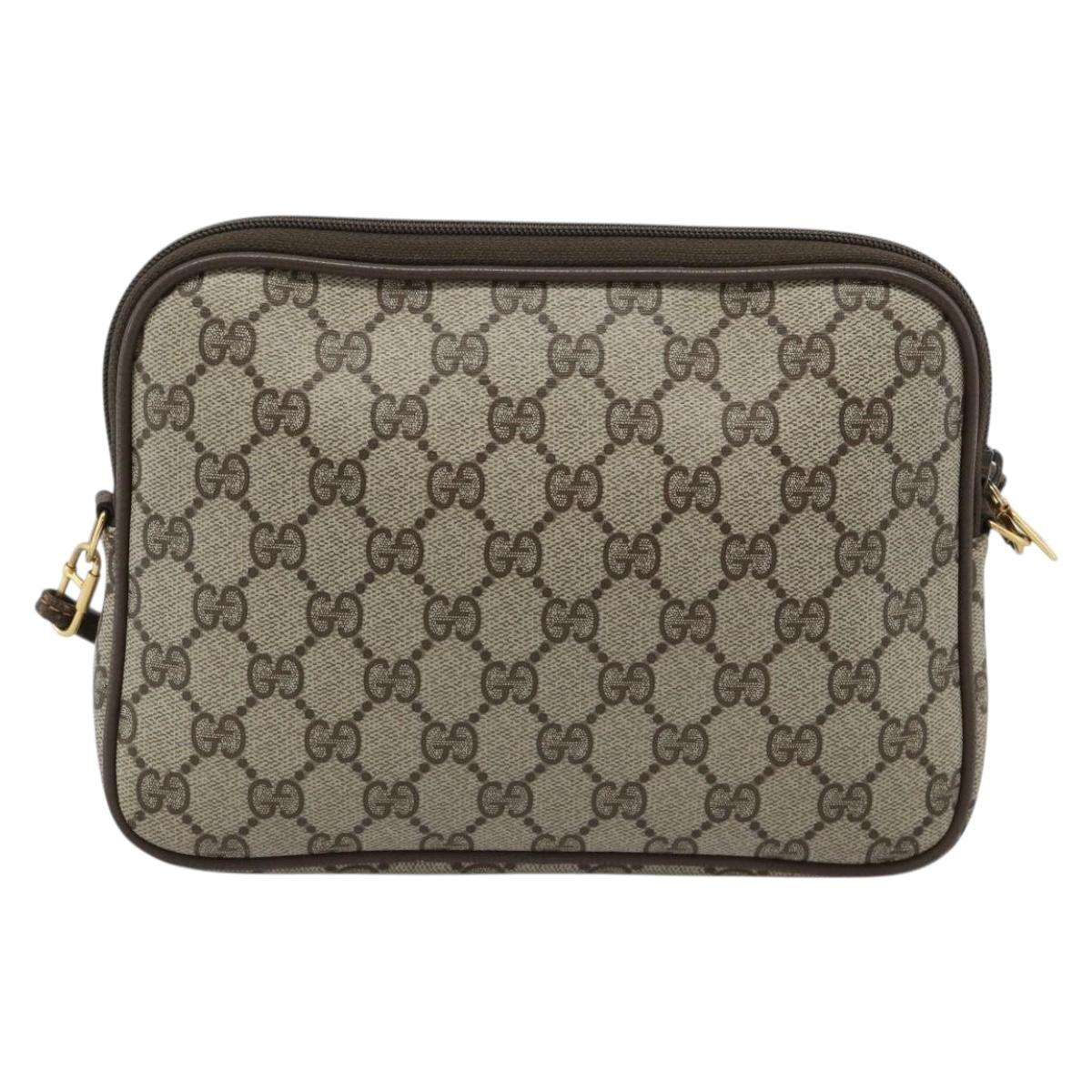 GUCCI GG Supreme Shoulder Bag PVC Leather Beige Gold Tone 97 02 068 Auth gh2253