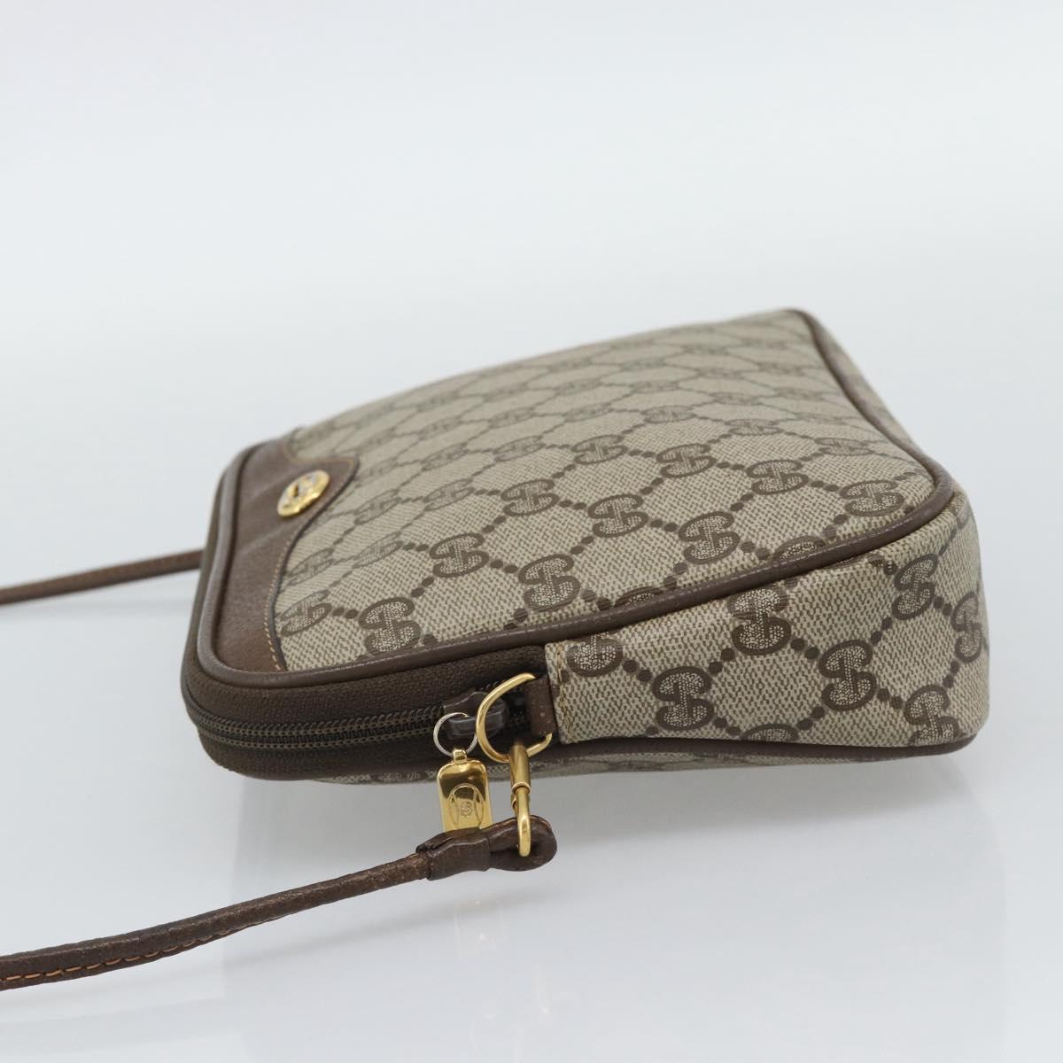 GUCCI GG Supreme Shoulder Bag PVC Leather Beige Gold Tone 97 02 068 Auth gh2253