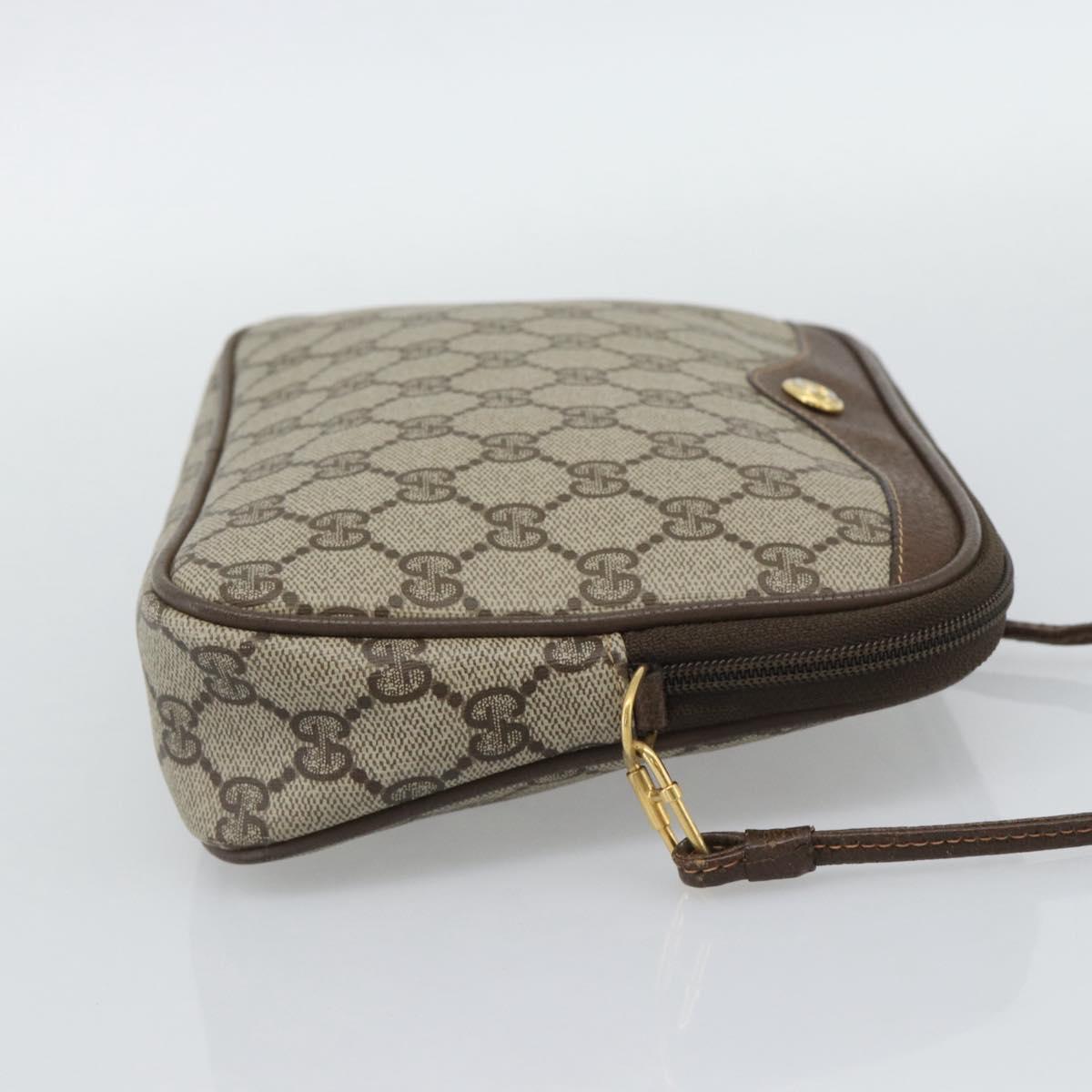 GUCCI GG Supreme Shoulder Bag PVC Leather Beige Gold Tone 97 02 068 Auth gh2253