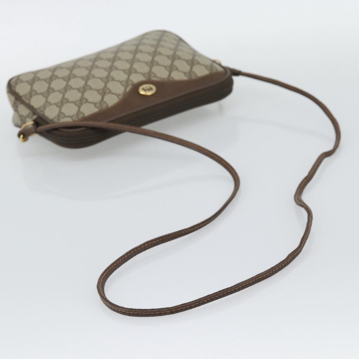 GUCCI GG Supreme Shoulder Bag PVC Leather Beige Gold Tone 97 02 068 Auth gh2253