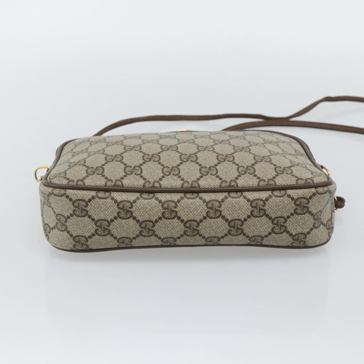GUCCI GG Supreme Shoulder Bag PVC Leather Beige Gold Tone 97 02 068 Auth gh2253