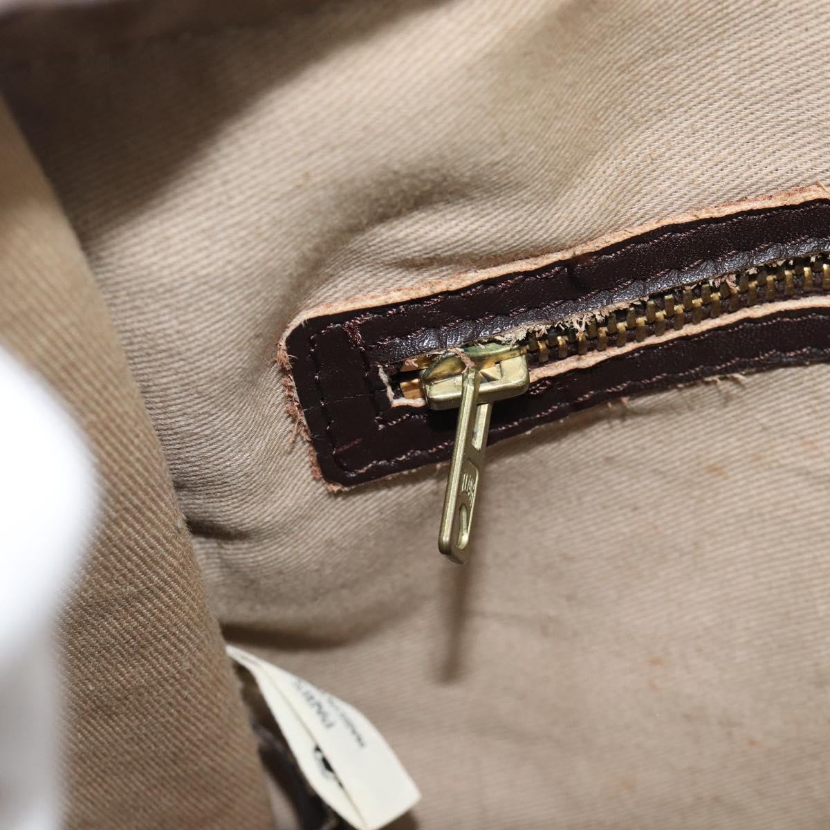 Christian Dior Trotter Canvas Boston Bag Beige Gold Tone Auth gh2254