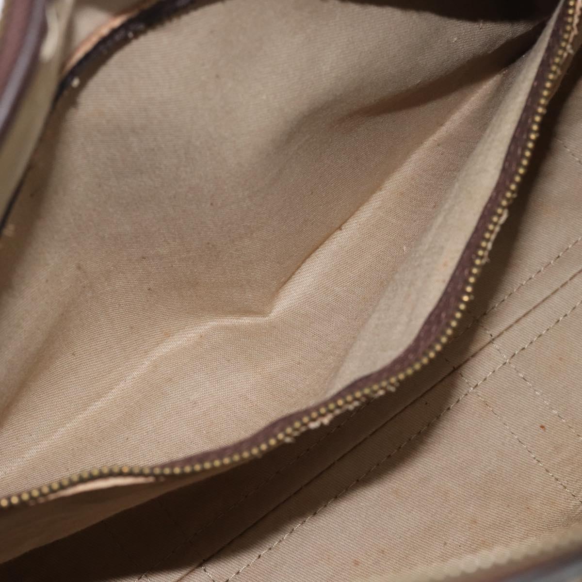Christian Dior Trotter Canvas Boston Bag Beige Gold Tone Auth gh2254