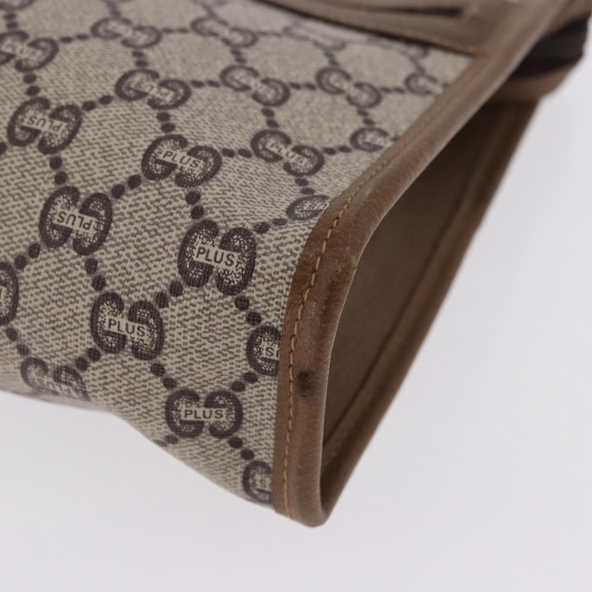 GUCCI GUCCI Plus Clutch Bag PVC Leather Beige Gold Tone Auth gh2255
