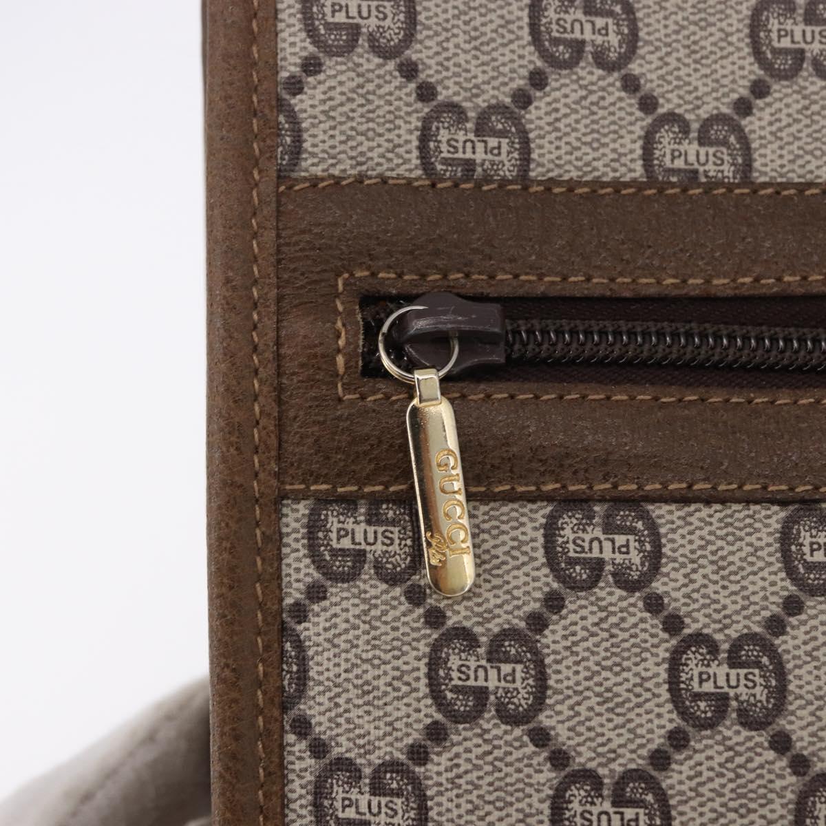 GUCCI GUCCI Plus Clutch Bag PVC Leather Beige Gold Tone Auth gh2255
