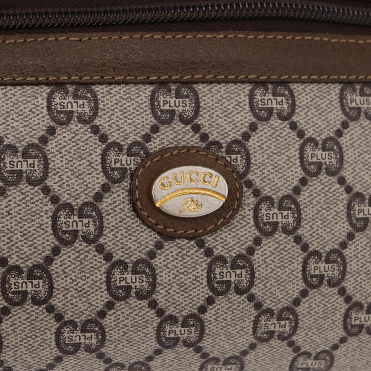 GUCCI GUCCI Plus Clutch Bag PVC Leather Beige Gold Tone Auth gh2255