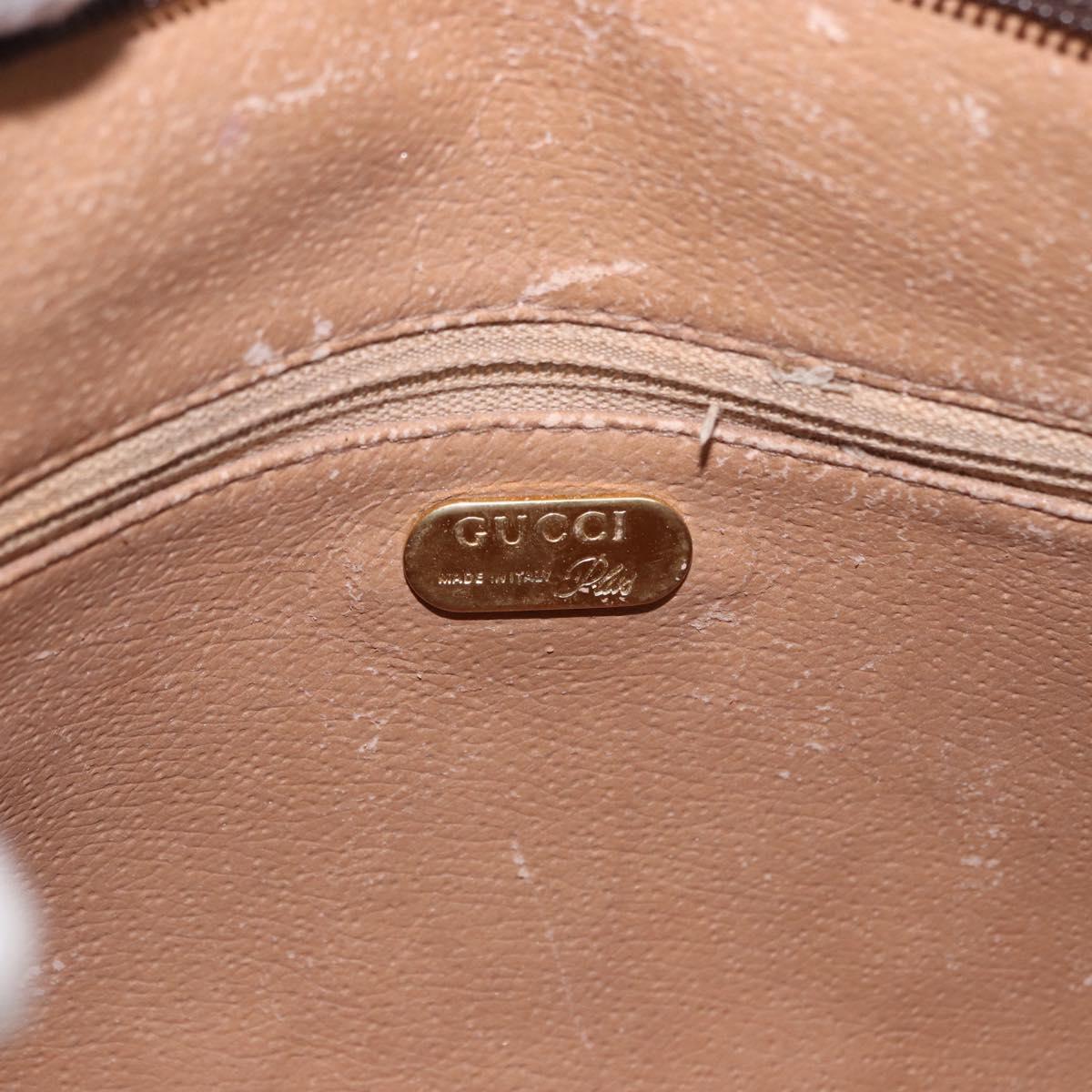 GUCCI GUCCI Plus Clutch Bag PVC Leather Beige Gold Tone Auth gh2255
