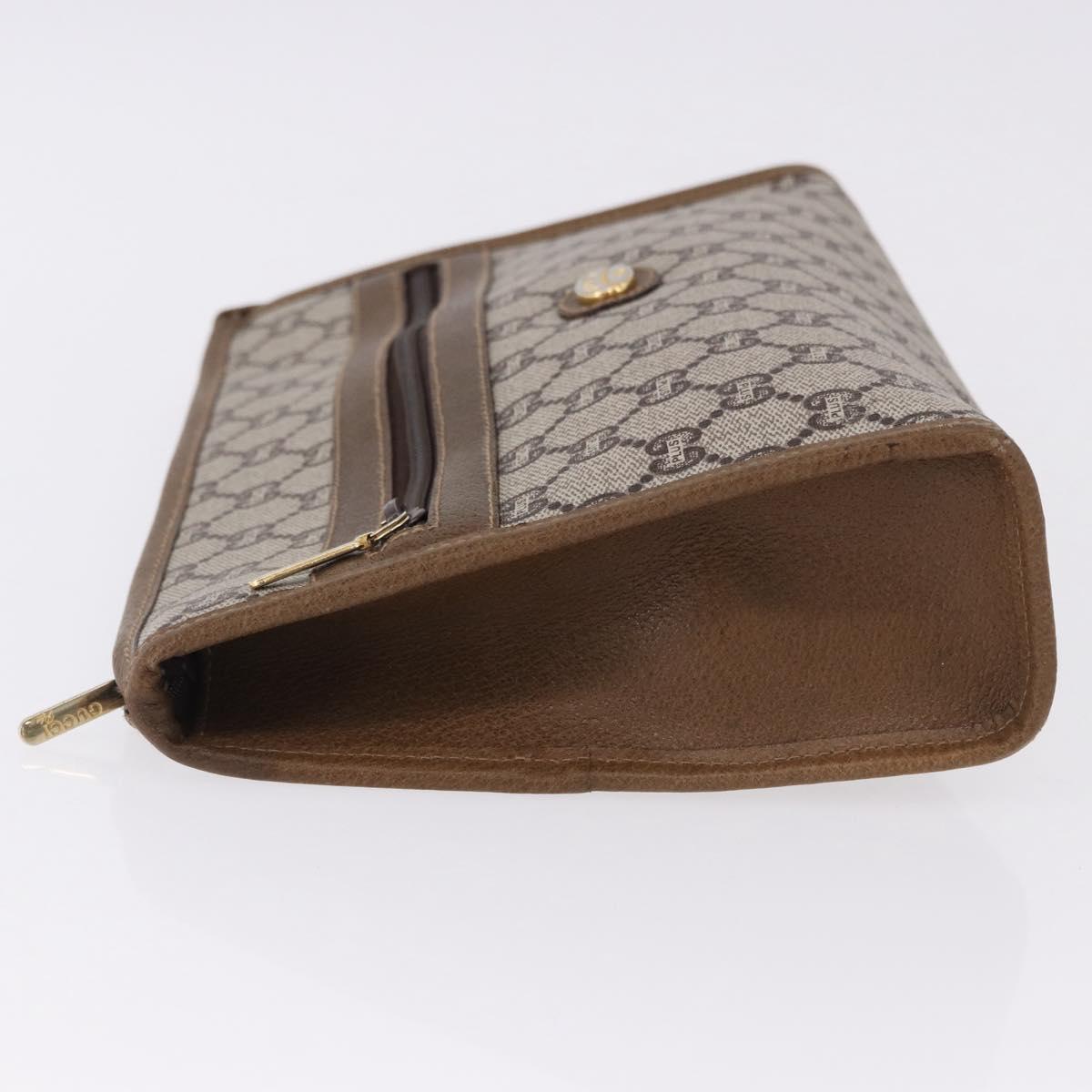 GUCCI GUCCI Plus Clutch Bag PVC Leather Beige Gold Tone Auth gh2255
