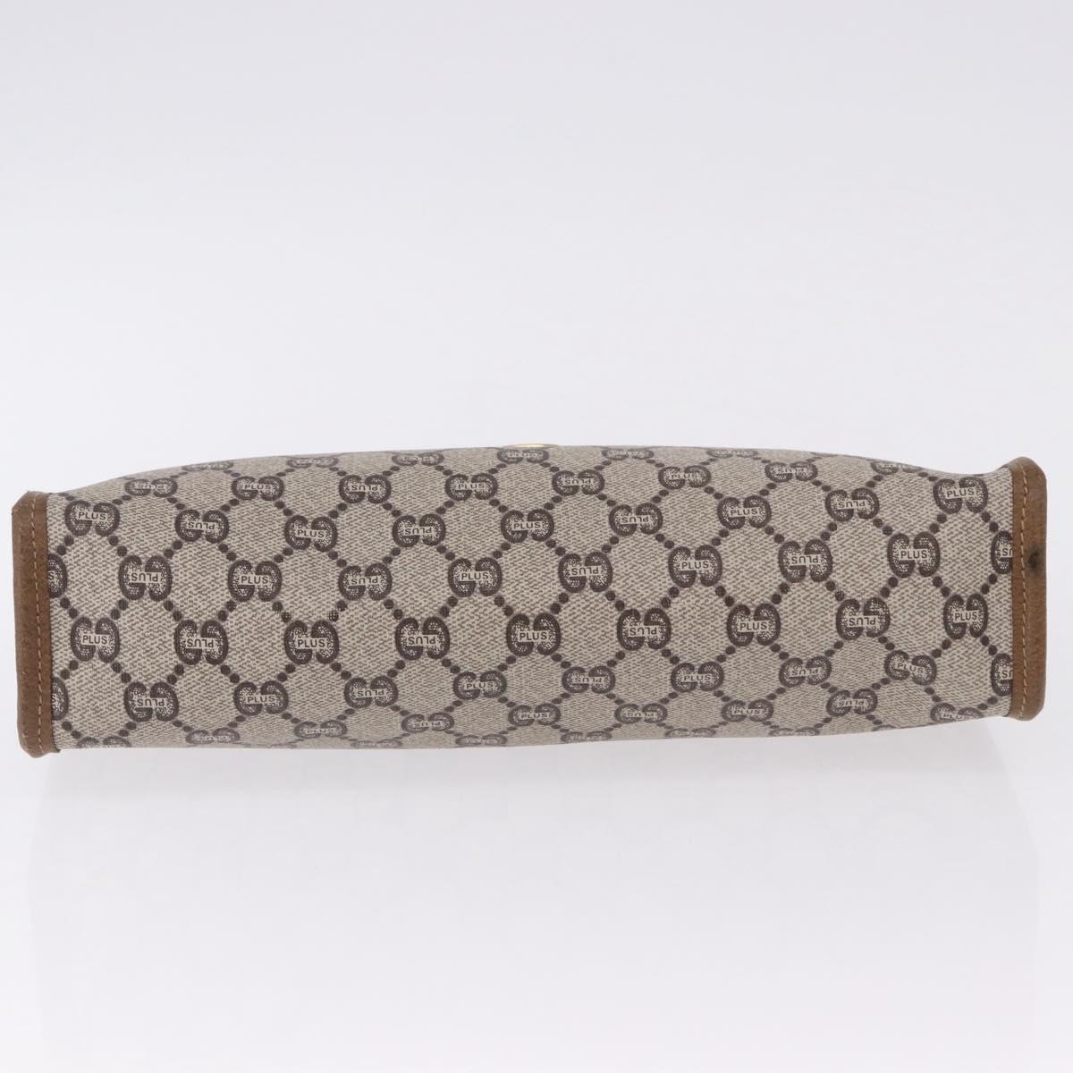 GUCCI GUCCI Plus Clutch Bag PVC Leather Beige Gold Tone Auth gh2255