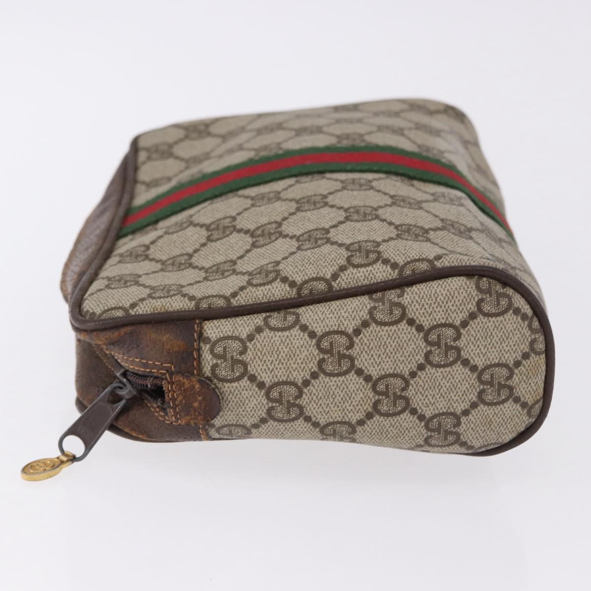 GUCCI GG Supreme Web Sherry Line Clutch Bag PVC Beige 63 014 3553 Auth gh2257