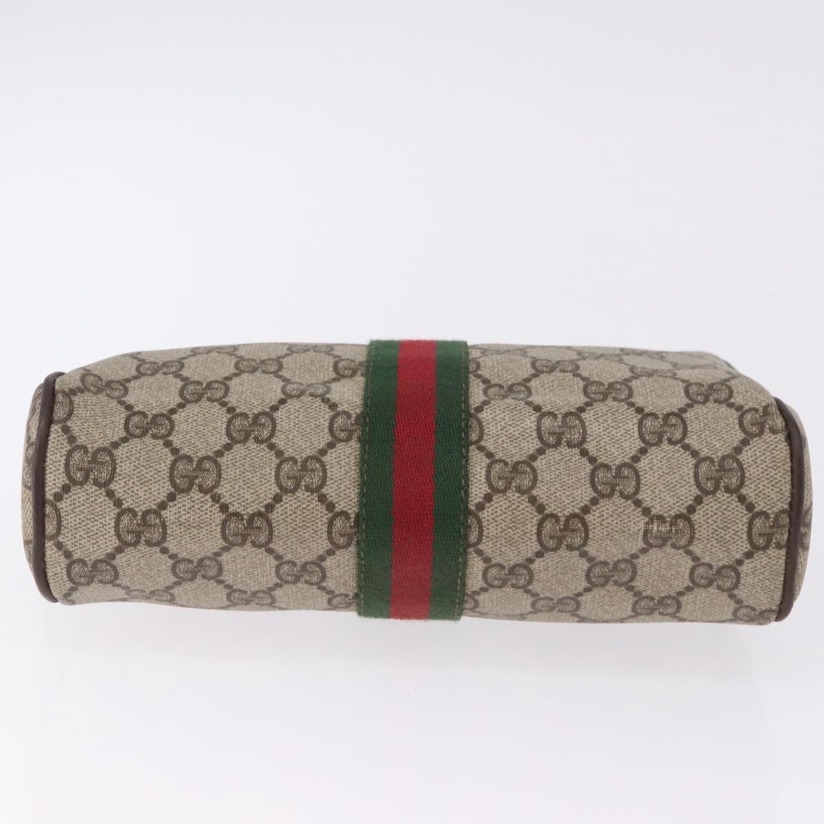 GUCCI GG Supreme Web Sherry Line Clutch Bag PVC Beige 63 014 3553 Auth gh2257