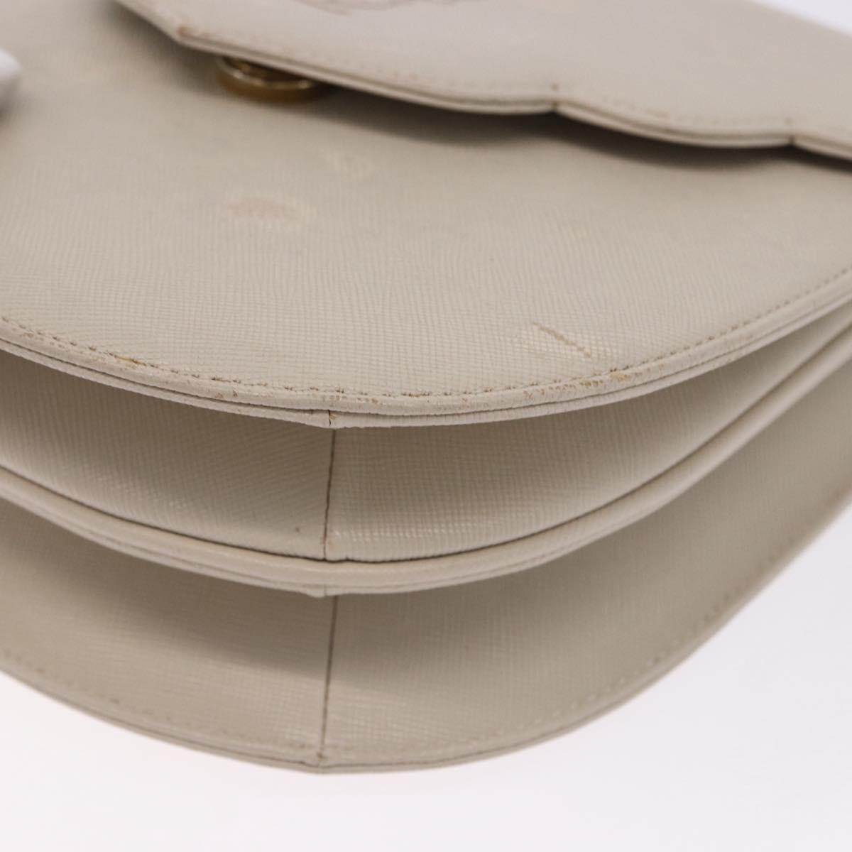 SAINT LAURENT Shoulder Bag Leather Beige Gold Tone Auth gh2258