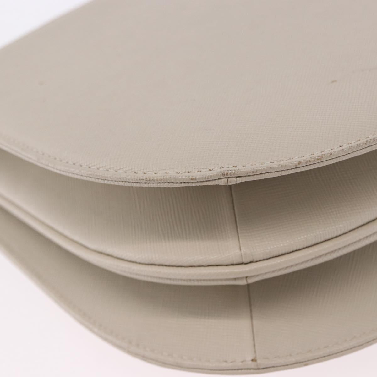 SAINT LAURENT Shoulder Bag Leather Beige Gold Tone Auth gh2258