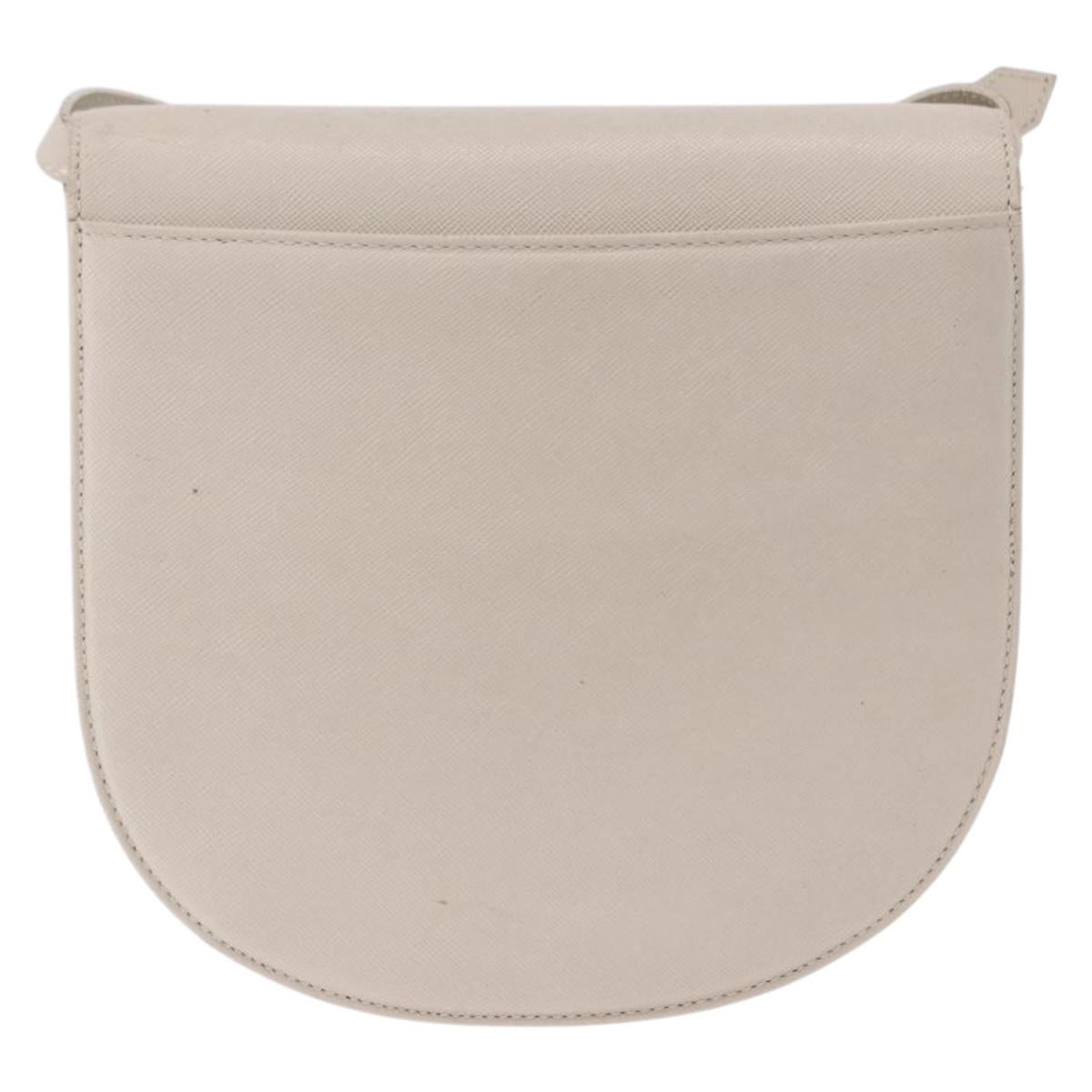 SAINT LAURENT Shoulder Bag Leather Beige Gold Tone Auth gh2258