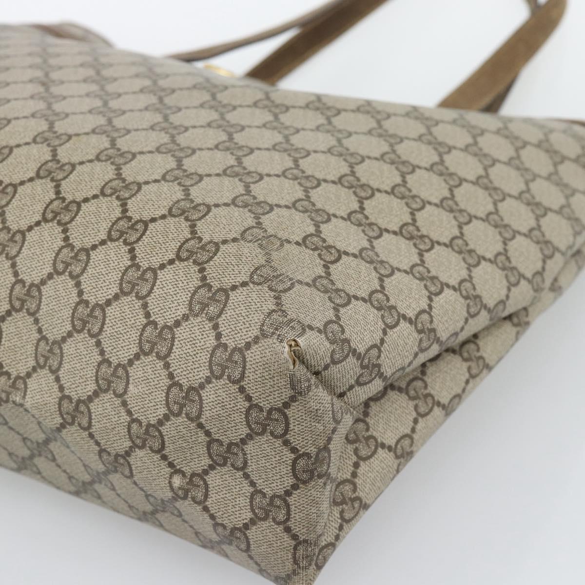 GUCCI GG Supreme Tote Bag PVC Leather Beige Gold Tone 39 02 061 Auth gh2260