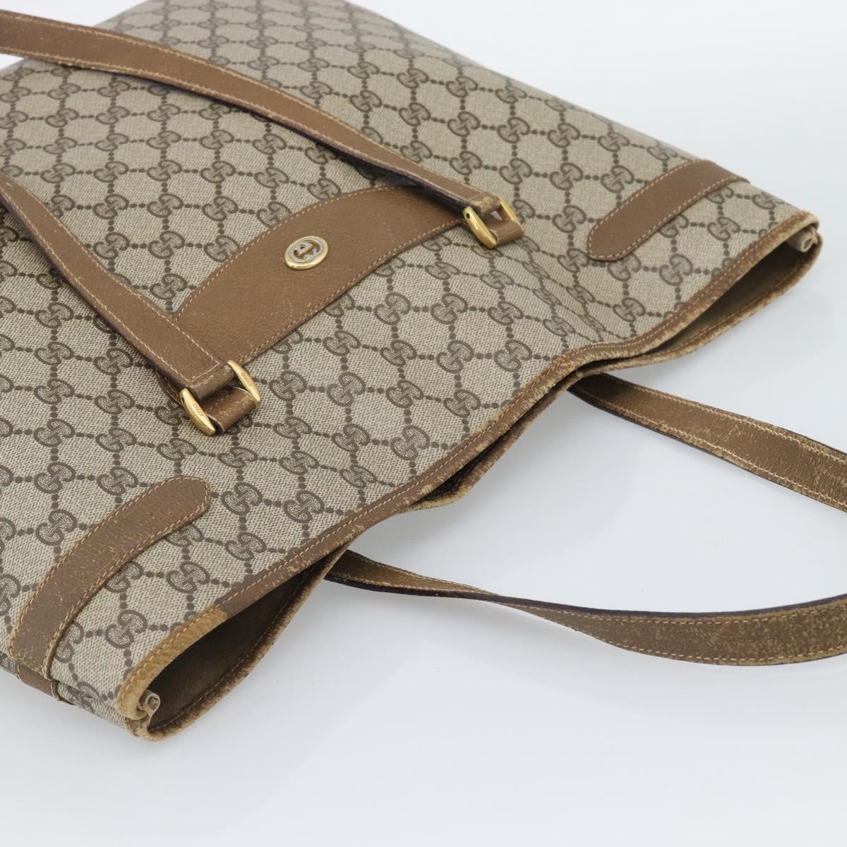 GUCCI GG Supreme Tote Bag PVC Leather Beige Gold Tone 39 02 061 Auth gh2260