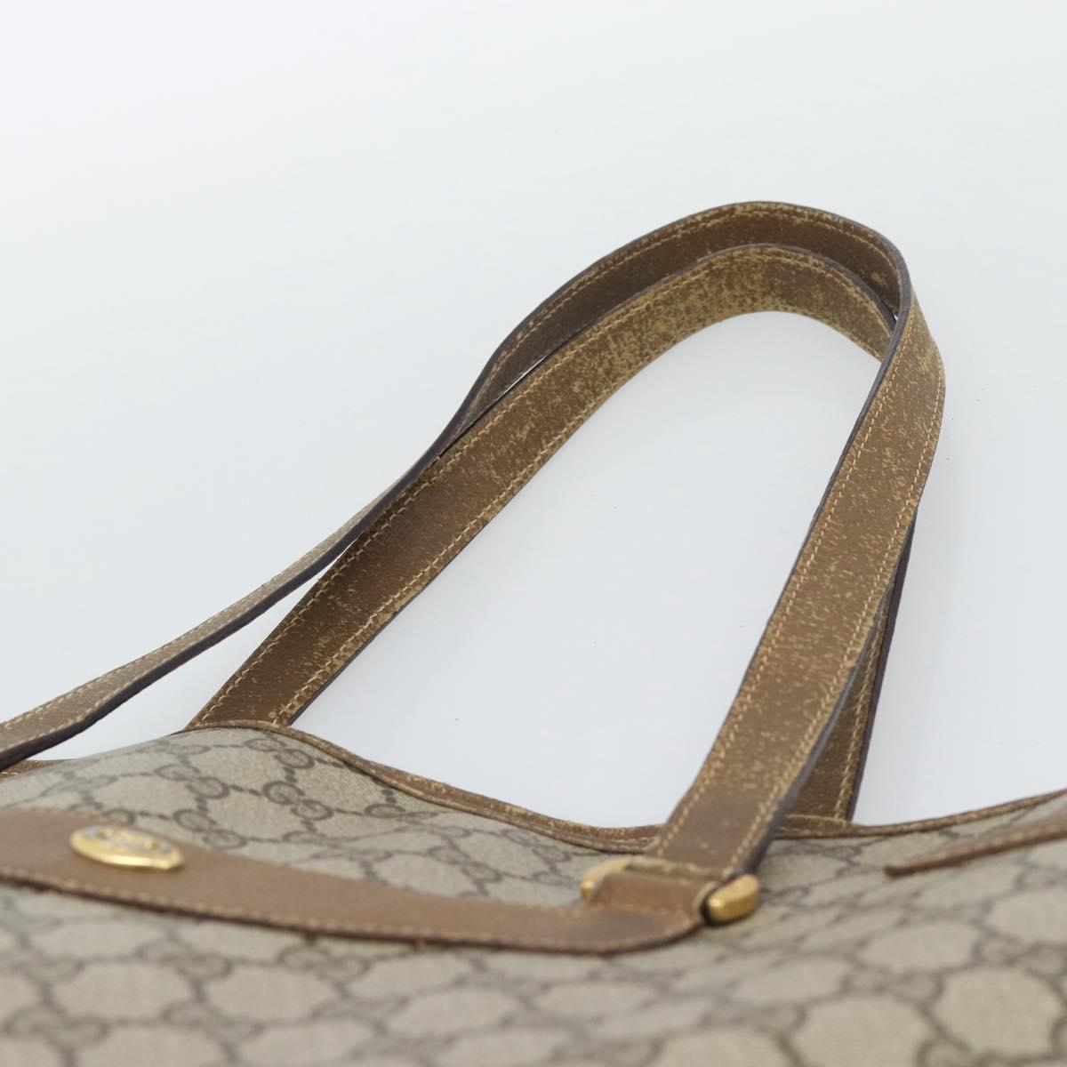 GUCCI GG Supreme Tote Bag PVC Leather Beige Gold Tone 39 02 061 Auth gh2260