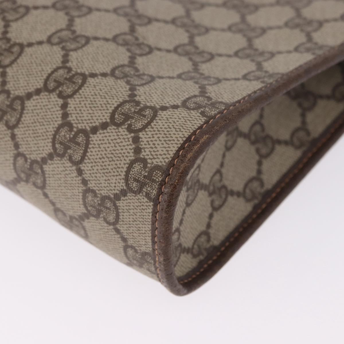 GUCCI GG Supreme Clutch Bag PVC Leather Beige Gold Tone 97 01 037 Auth gh2262