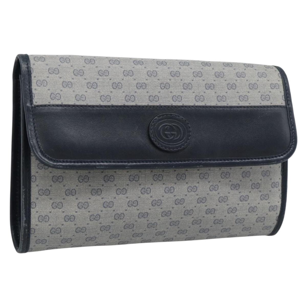 GUCCI Micro GG Clutch Bag PVC Leather Navy 004 89 0265 Auth gh2263