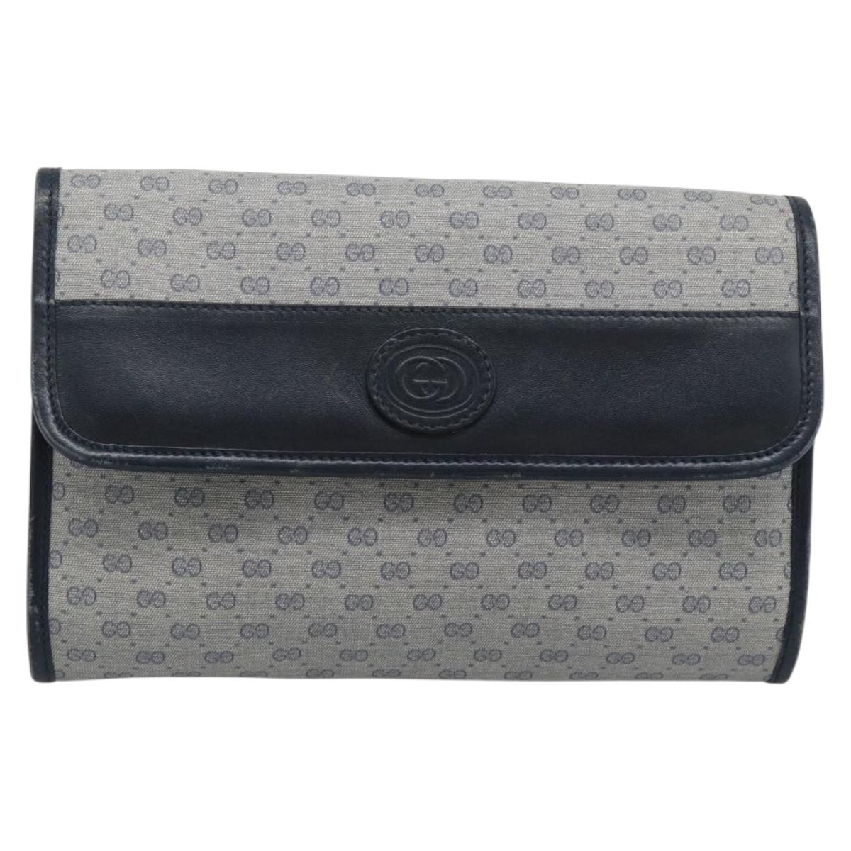 GUCCI Micro GG Clutch Bag PVC Leather Navy 004 89 0265 Auth gh2263