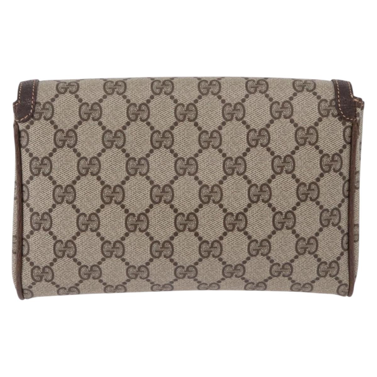 GUCCI GG Supreme Clutch Bag PVC Leather Beige 004 904 0190 Auth gh2264