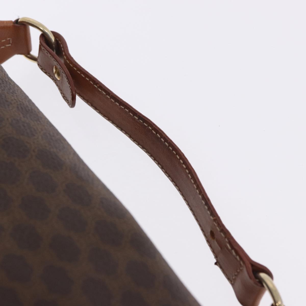 CELINE Macadam Vanity Hand Bag PVC Leather Brown Gold Tone Auth gh2267
