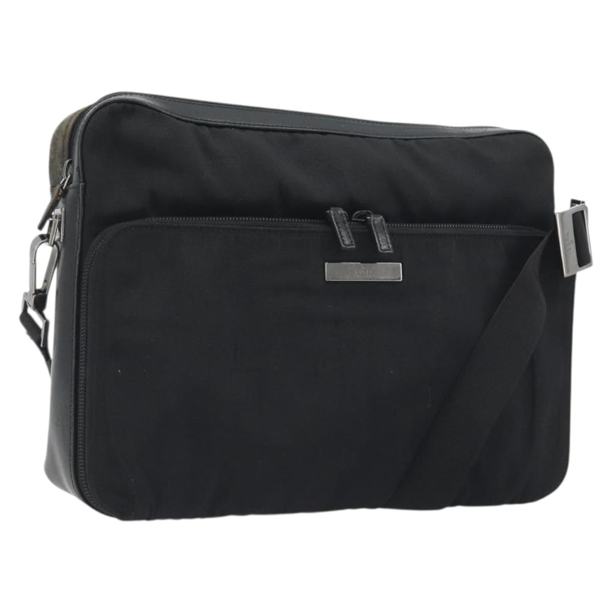 GUCCI Shoulder Bag Canvas Black Silver 001 3294 Auth gh2268
