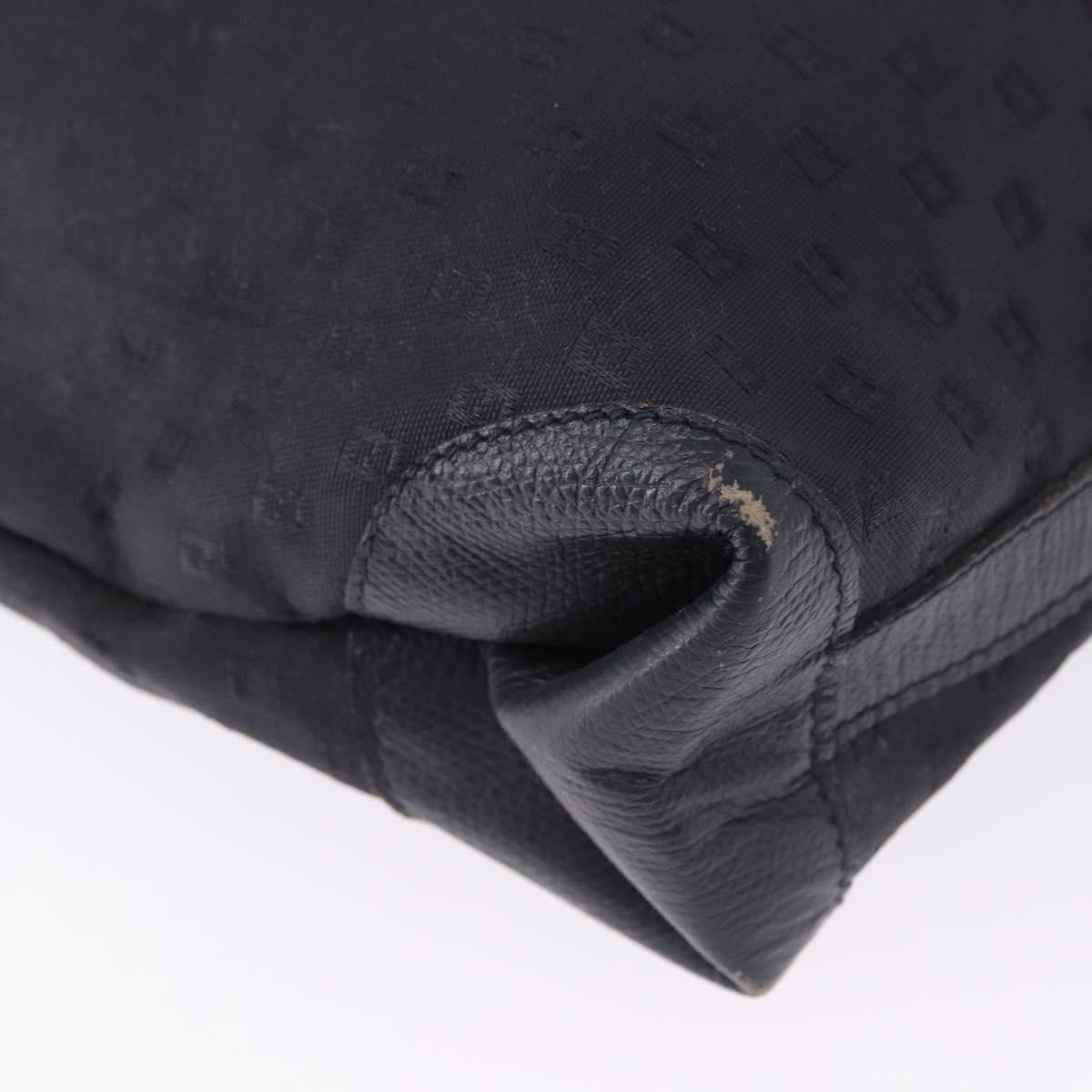 FENDI Hand Bag Canvas Navy Black Auth gh2269