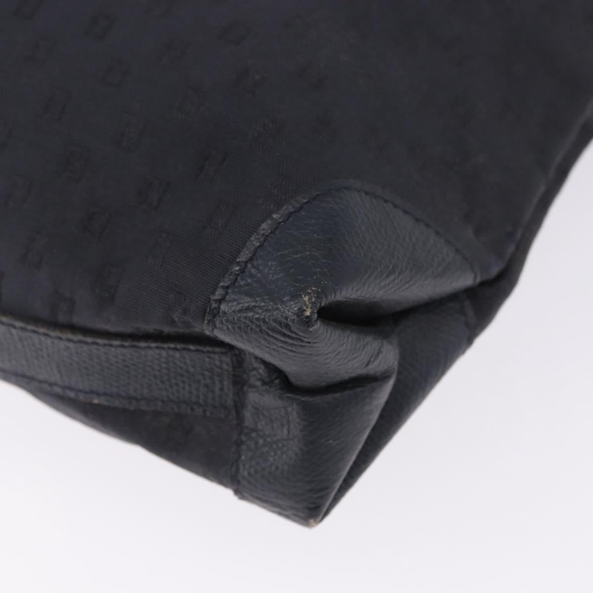 FENDI Hand Bag Canvas Navy Black Auth gh2269