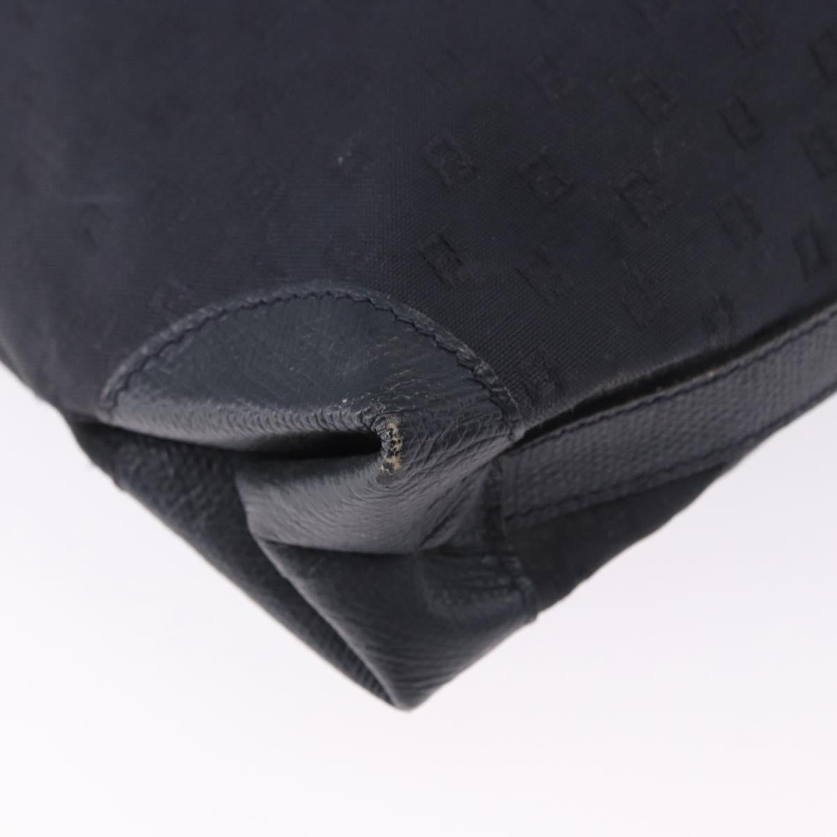 FENDI Hand Bag Canvas Navy Black Auth gh2269
