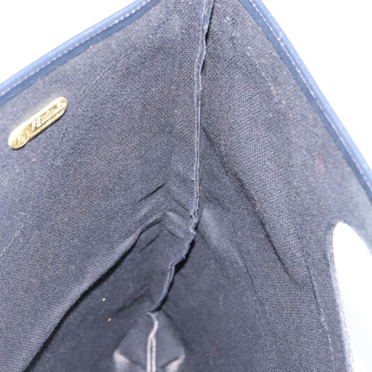 FENDI Hand Bag Canvas Navy Black Auth gh2269