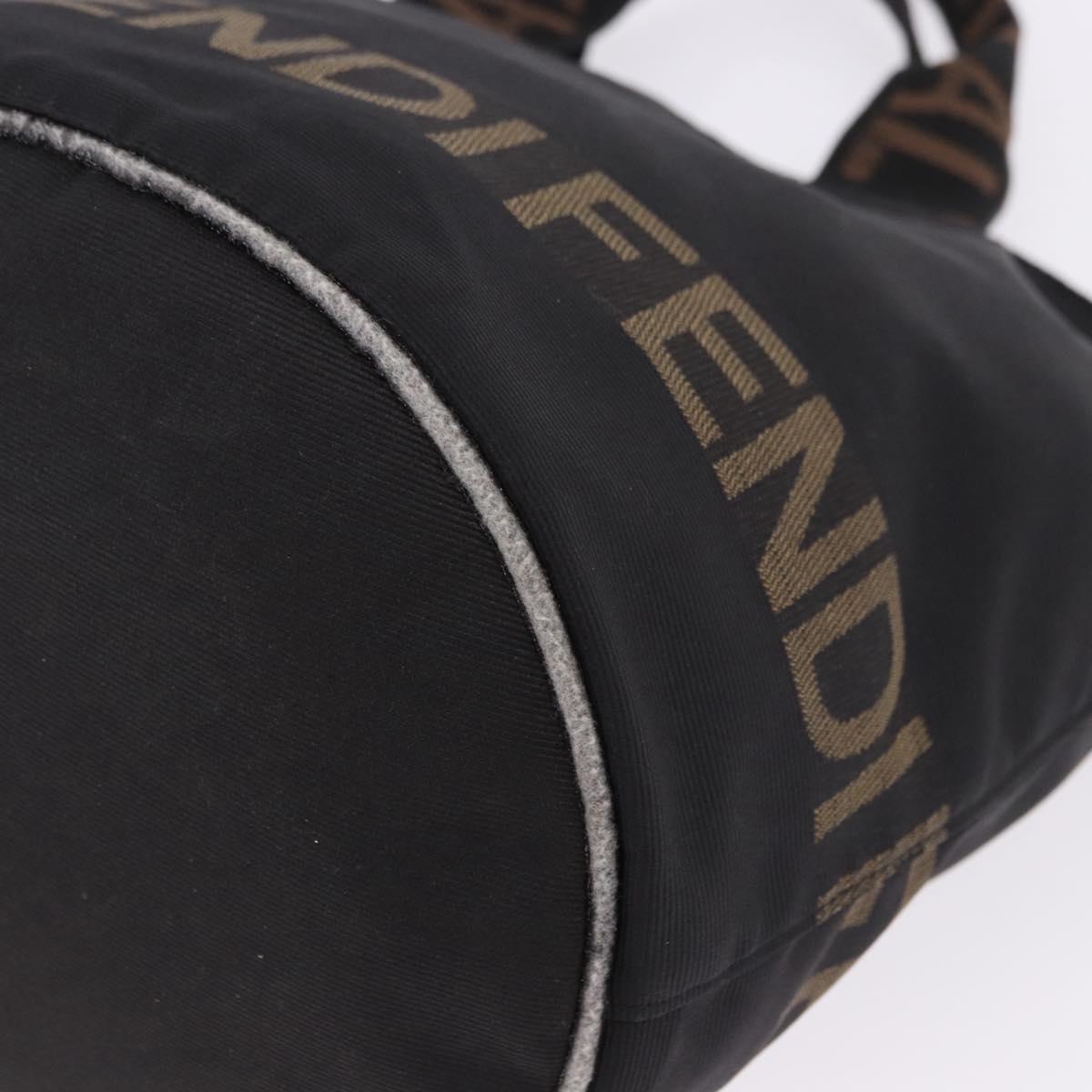 FENDI Hand Bag Canvas Black Auth gh2270