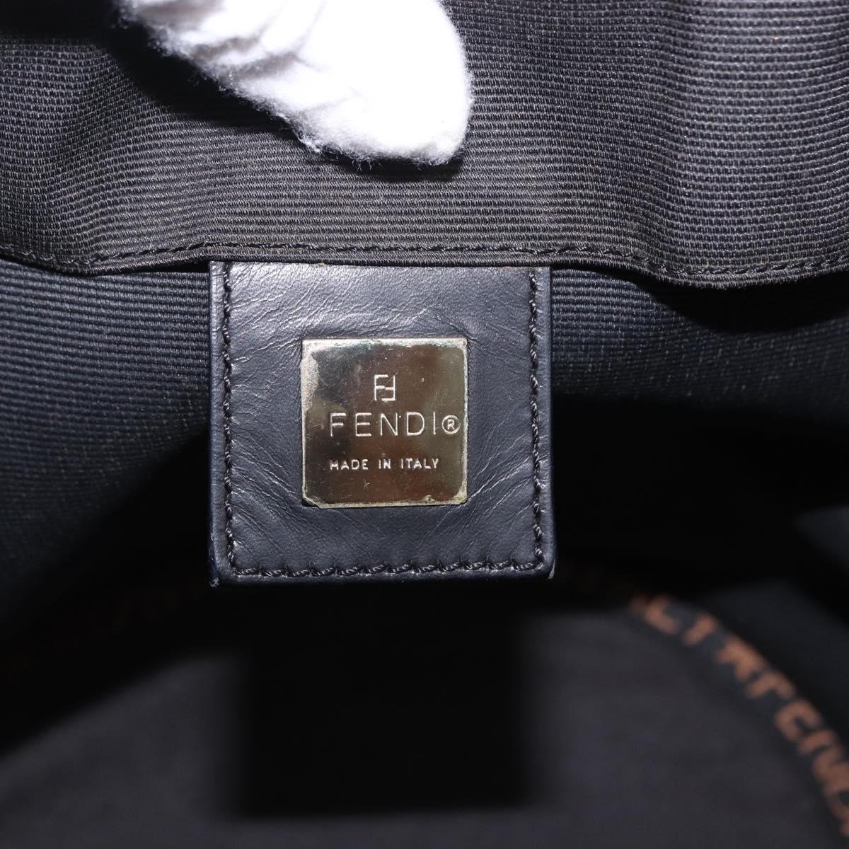 FENDI Hand Bag Canvas Black Auth gh2270