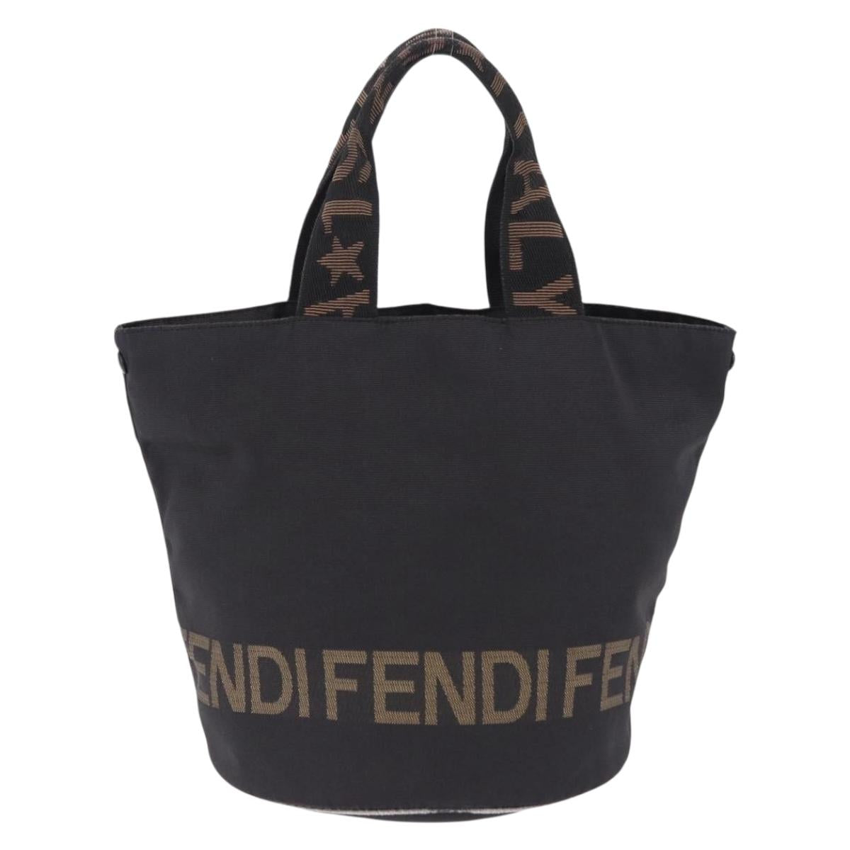 FENDI Hand Bag Canvas Black Auth gh2270