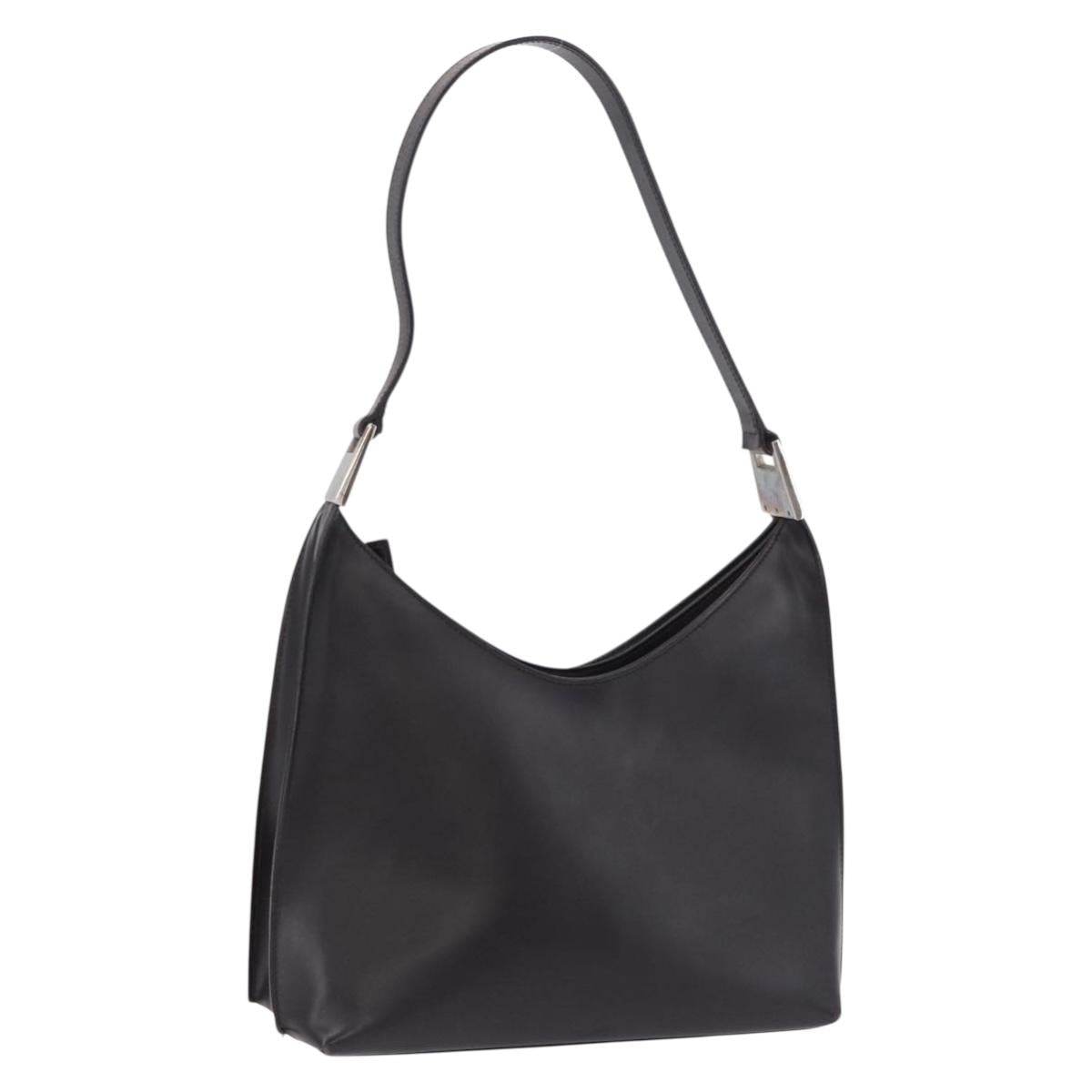 GUCCI Shoulder Bag Leather Black Silver 001 3015 Auth gh2272