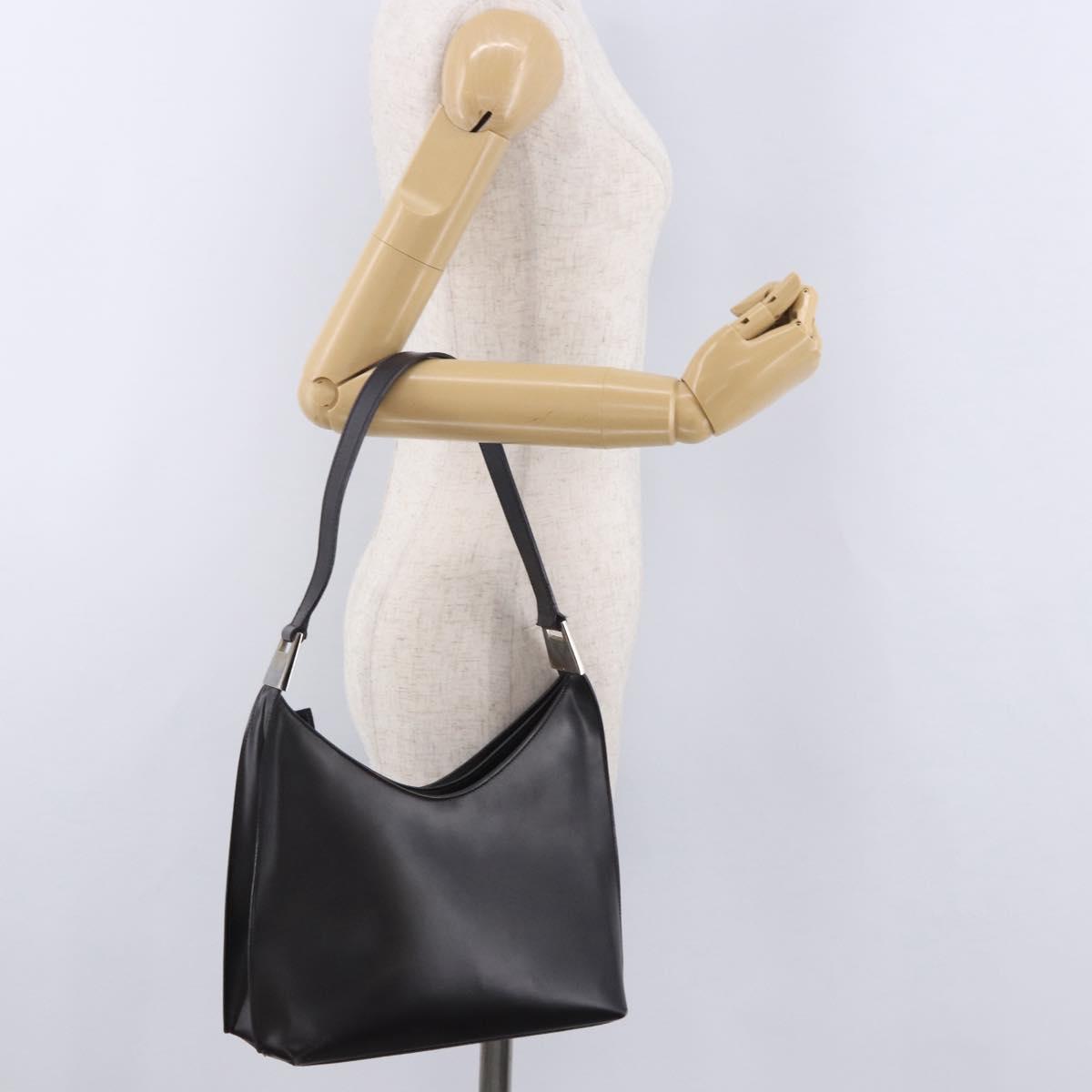 GUCCI Shoulder Bag Leather Black Silver 001 3015 Auth gh2272