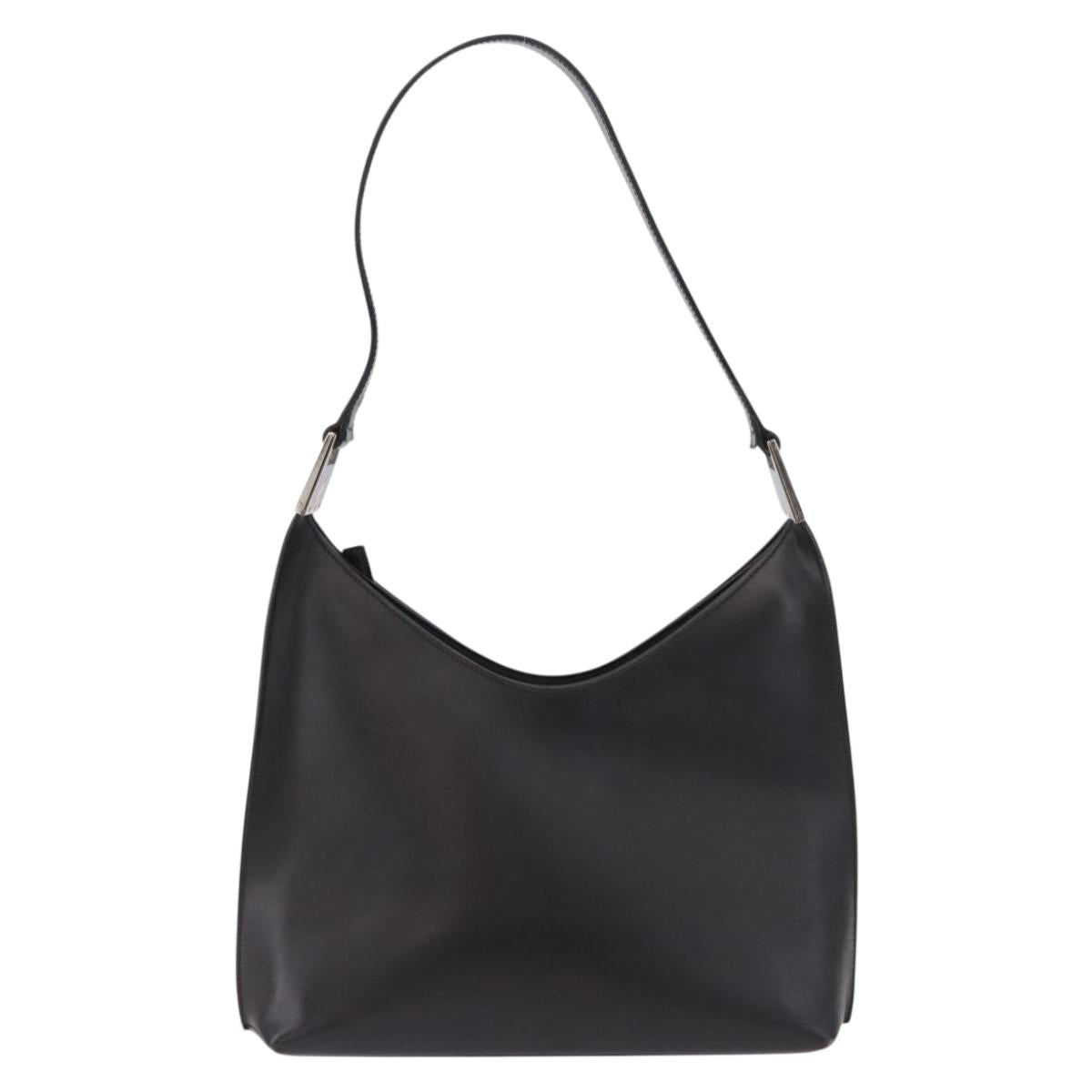 GUCCI Shoulder Bag Leather Black Silver 001 3015 Auth gh2272